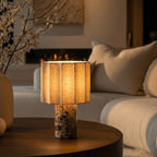 Petra Cordless Linen & Marble Table Lamp